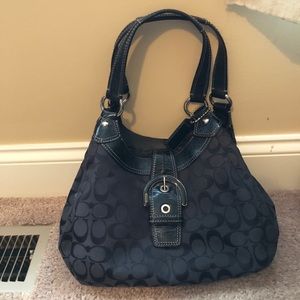 Black fabric Coach shoulder bag